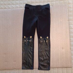 365 Kids from Garanimals Girls Size 8 black leggings w/faux leather & cat face